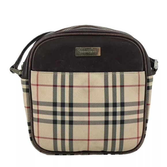 BURBERRY Nova Check Shoulder Bag Canvas Beige Auth - Picture 2 of 16